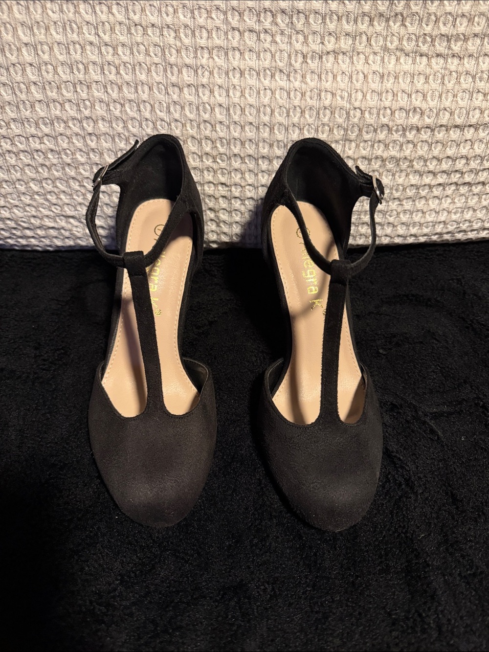 Allegra K Women's Black T-Strap Heels - Classic Evening Pumps